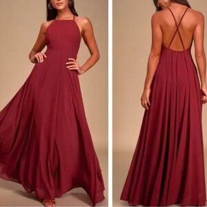 Lulu's burgundy maxi formal prom style / evening, formal dress, XS